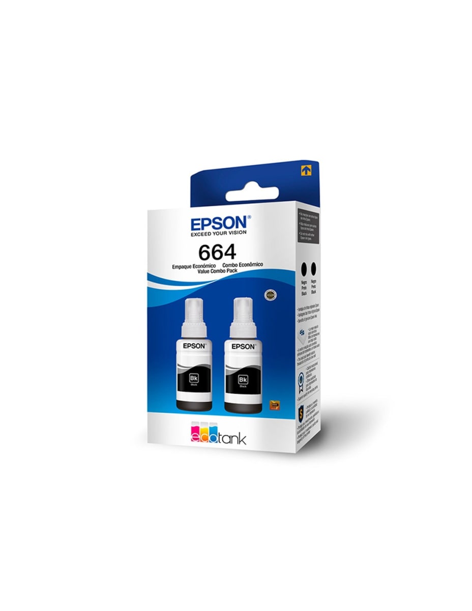 Pack X2 Botellas De Tinta Epson T664 Para L110 / L120 / L220 / L350 70Ml 4000 Páginas Negro2