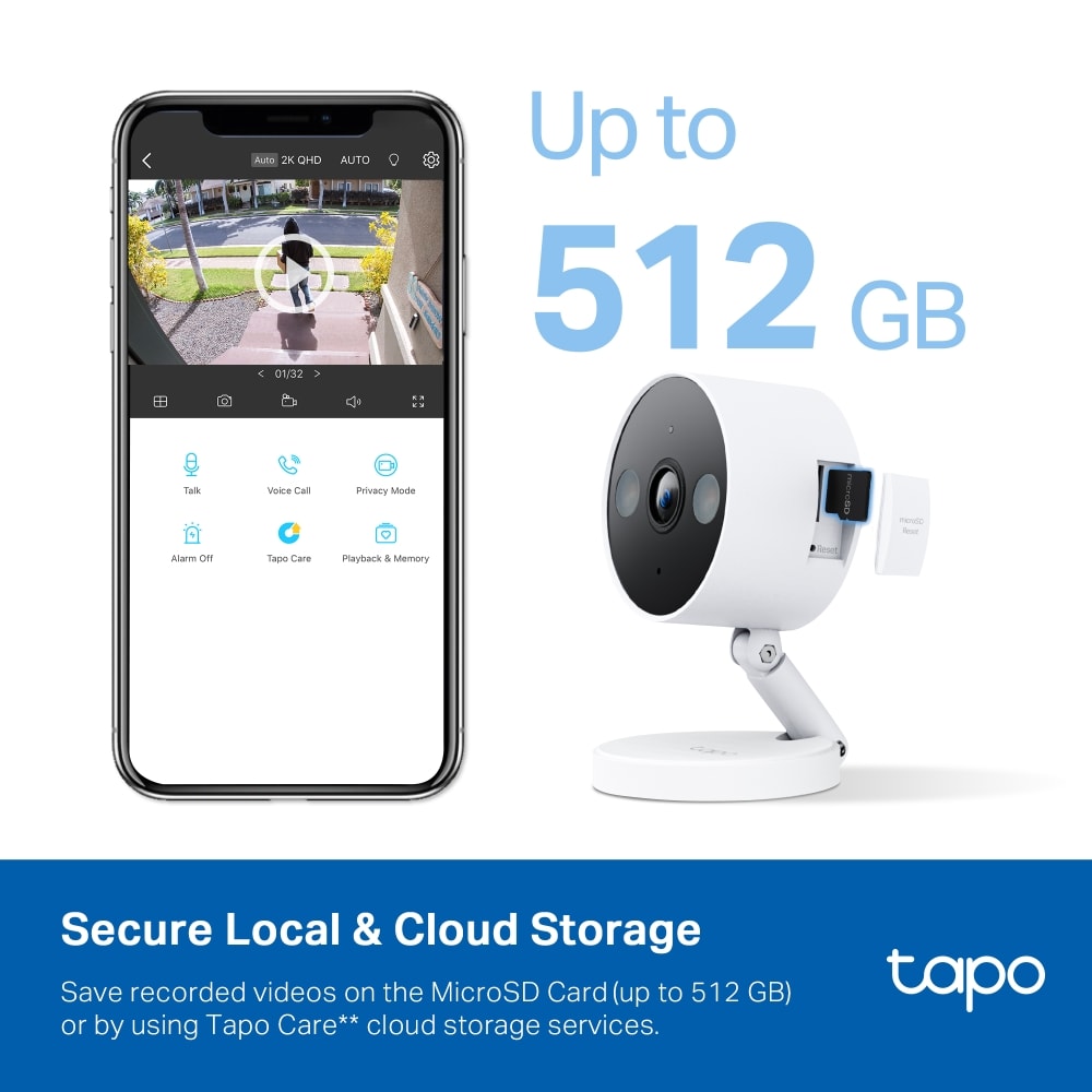 Cámara de Vigilancia TP-Link Tapo C120 Wi-Fi Infrarrojo Invisible Detección IA 2k QHD3