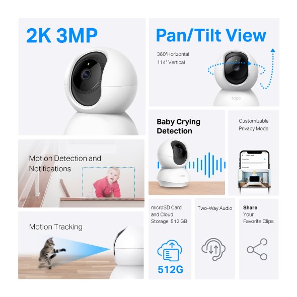 Cámara de Seguridad TP-Link Tapo C210 Tapo Smart 3MP Visión Nocturna6