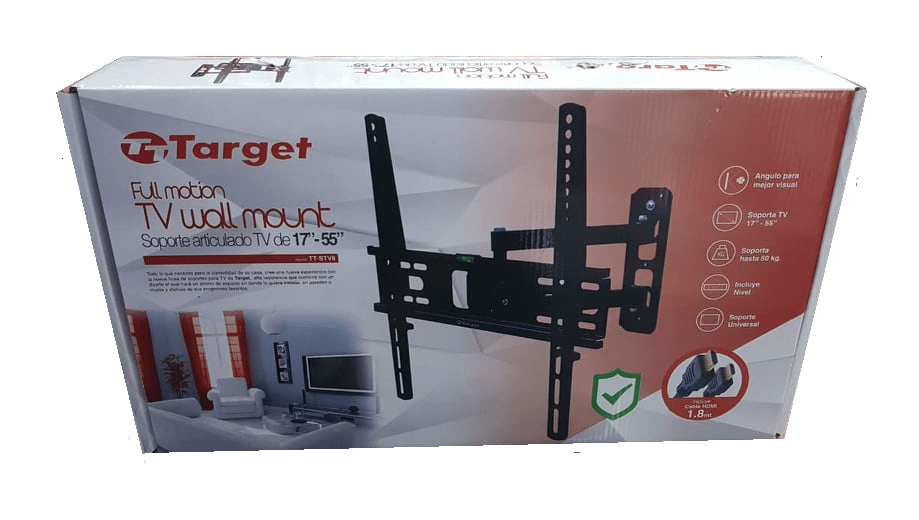 SOPORTE FLEXIBLE ARTICULADO TV 17-55 PULGADAS TARGET C/CABLE HDMI ALUMINIO STV82
