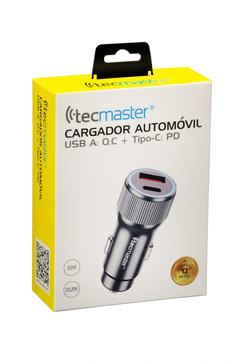 CARGADOR DE AUTO TECMASTER USB-A QC TIPO-C PD 20W-22.5W TM-200525 0