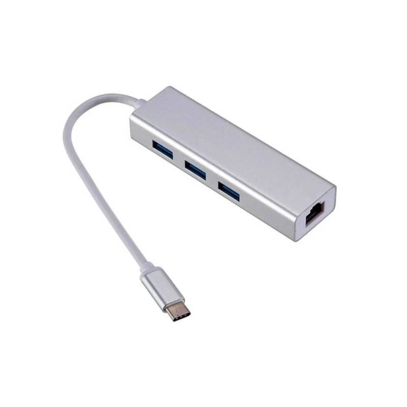 Hub Tipo-c Usb 2.0 3 Puertos + Rj45 Lan Ethernet 0