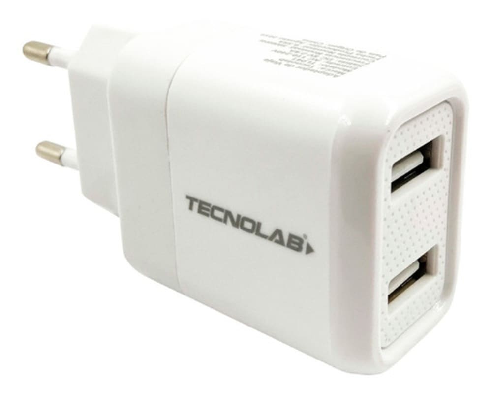 CARGADOR MICRO USB TECNOLAB DOBLE PUERTO CERTIFICADO 2.4A TL0412