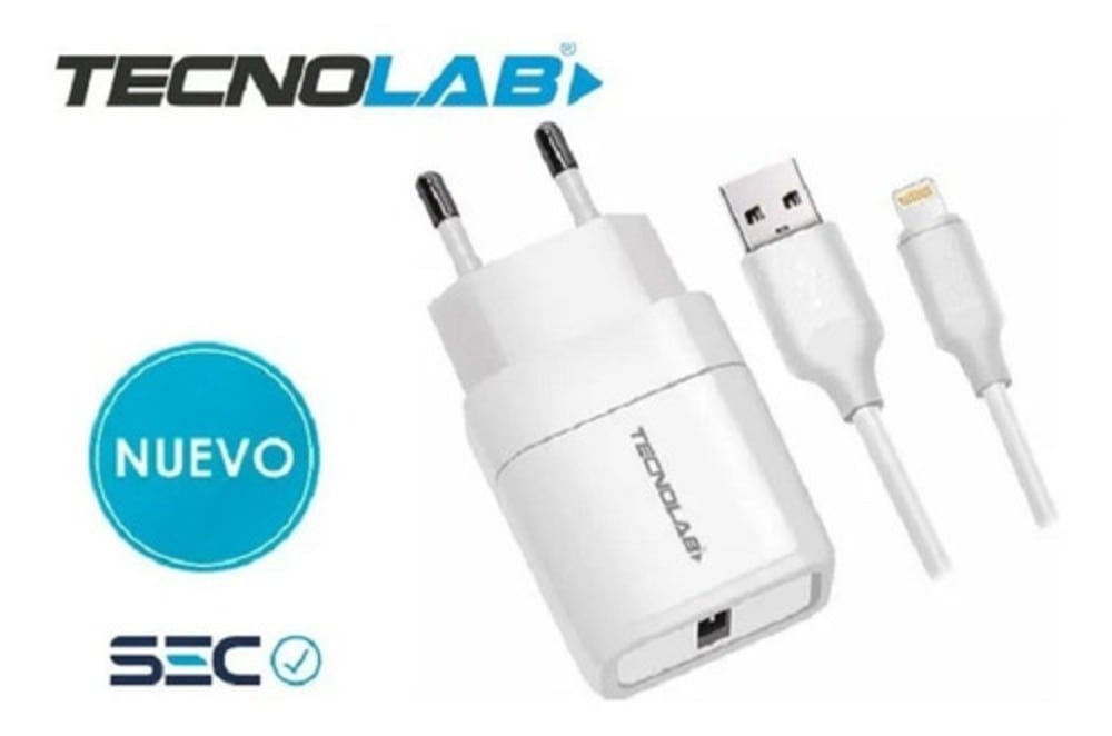CARGADOR LIGHTNING TECNOLAB 2.4A CERTIFICADO TL042W 0
