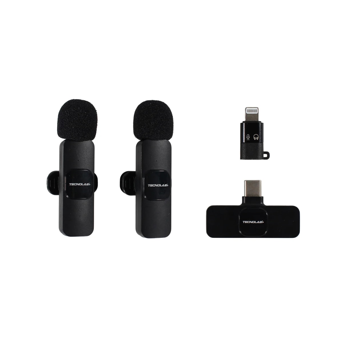 Kit Microfono Lavalier Duo Tecnolab Lightning Y Usb-C 3-4 Horas Bat TL8544