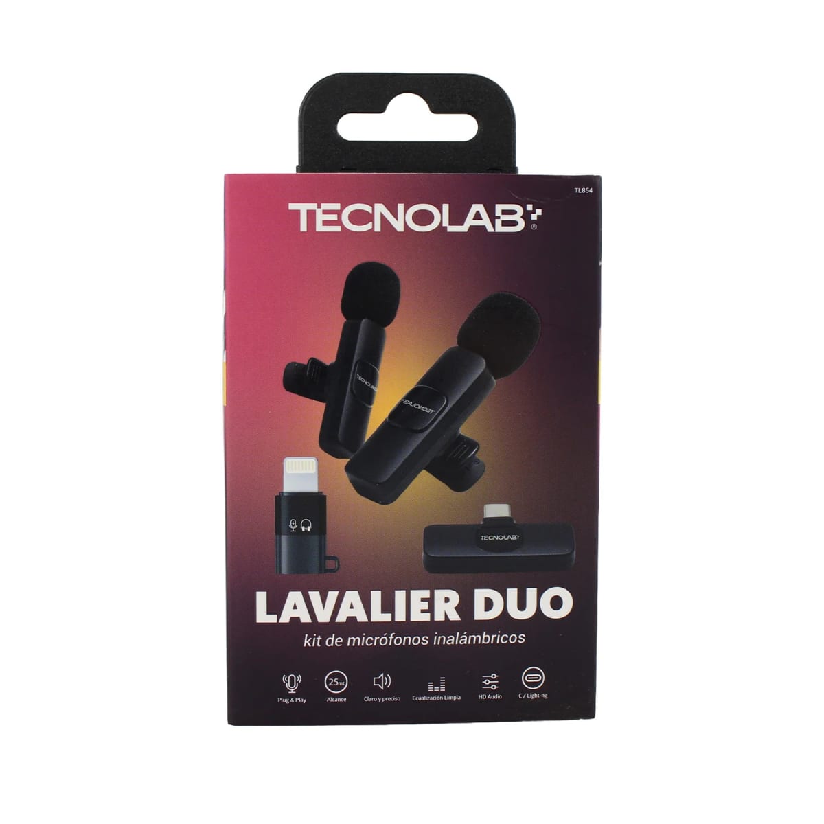 Kit Microfono Lavalier Duo Tecnolab Lightning Y Usb-C 3-4 Horas Bat TL854 0