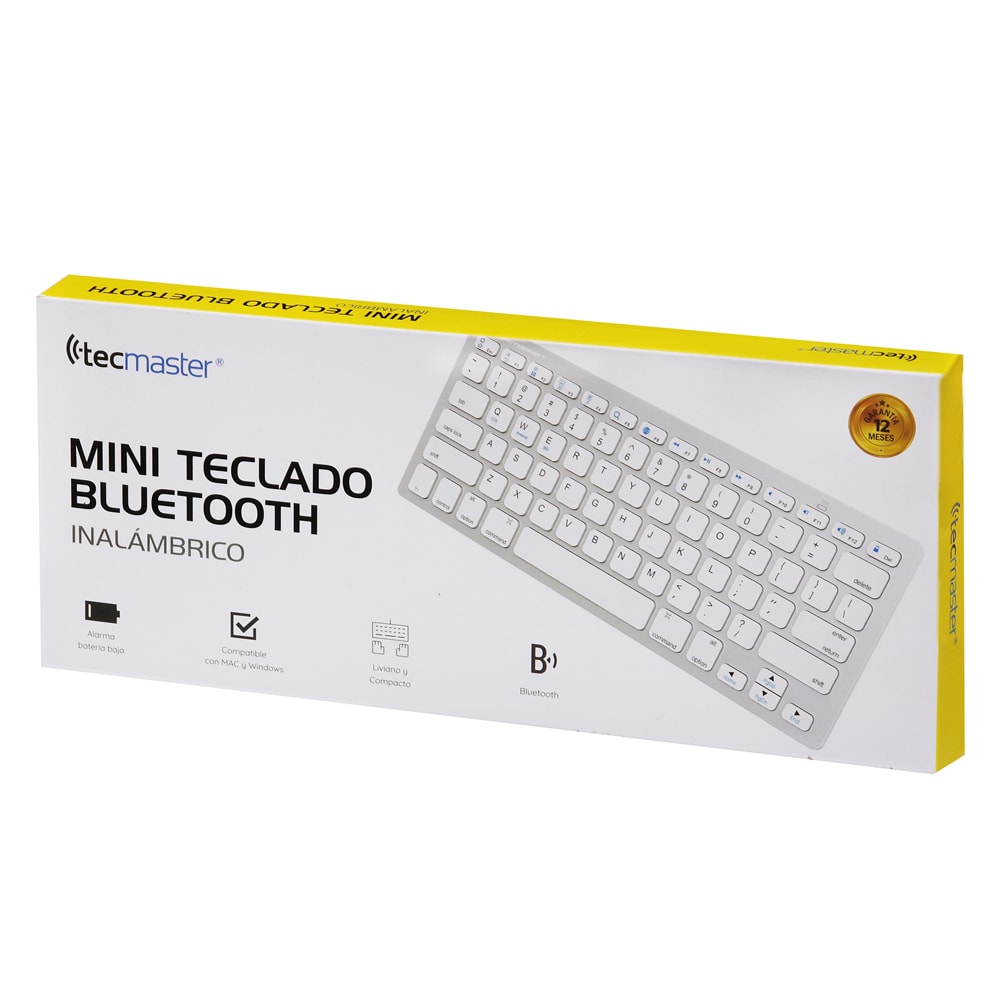 TECLADO MINI BLUETOOTH TECMASTER BT 5.0 160H 2 X PILAS AAA BLANCO2