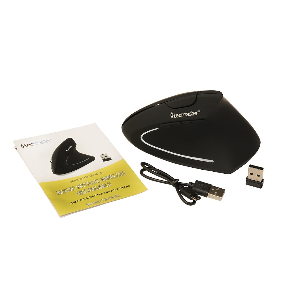 MOUSE VERTICAL TECMASTER ERGONÓMICO RECARGABLE 1600DPI 6 BOTONES TM-1005174