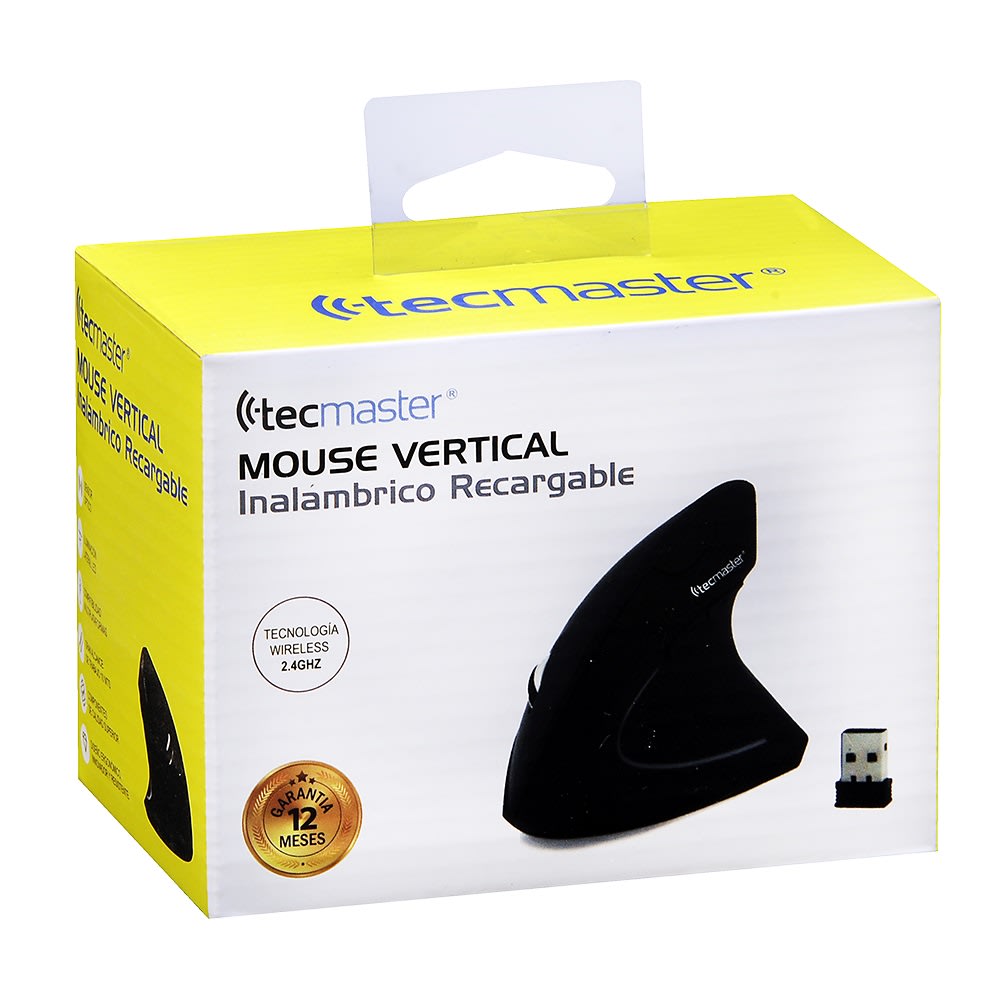 MOUSE VERTICAL TECMASTER ERGONÓMICO RECARGABLE 1600DPI 6 BOTONES TM-1005175