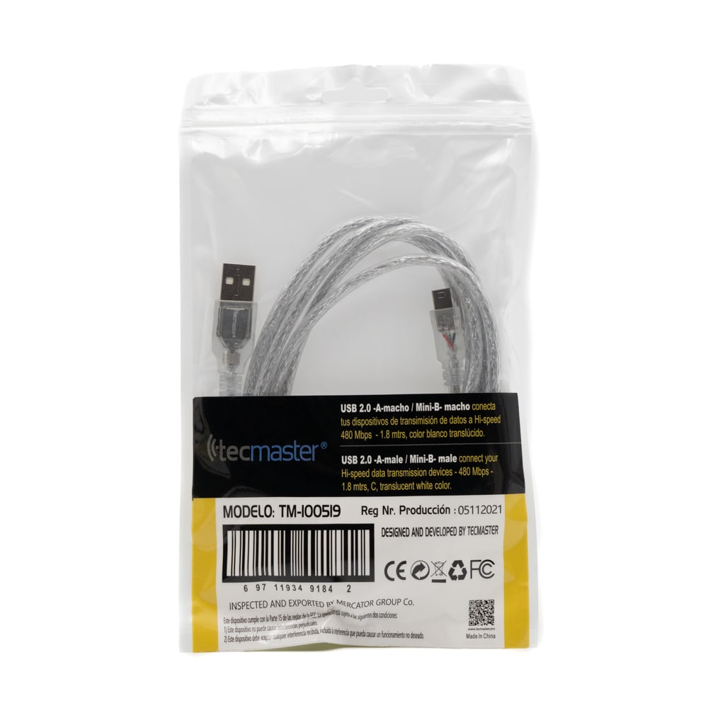 CABLE USB-A MACHO A MINI-B 1.8 METROS TM-1005192