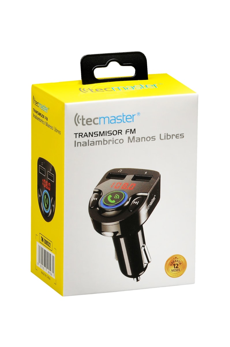 TRANSMISOR FM PARA AUTO TECMATER BT 5.0 MICRÓFONO USB 5V 3.1A TM-2005224