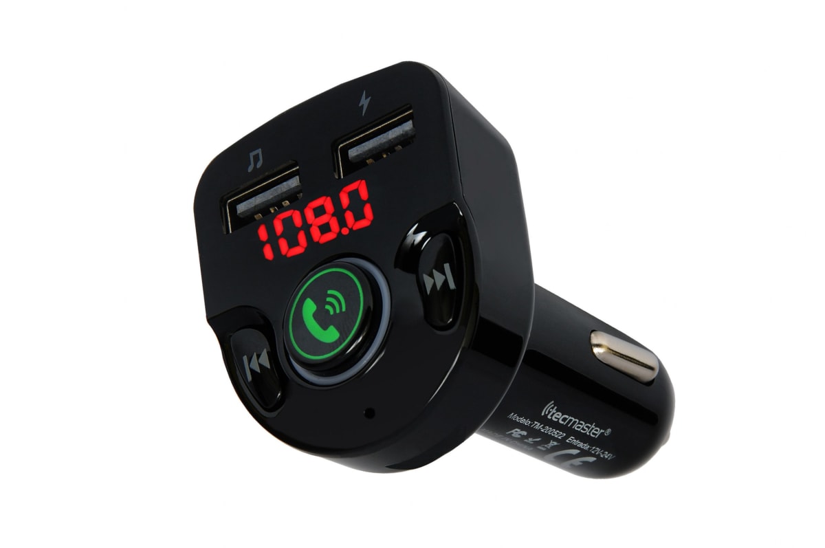 TRANSMISOR FM PARA AUTO TECMATER BT 5.0 MICRÓFONO USB 5V 3.1A TM-2005223