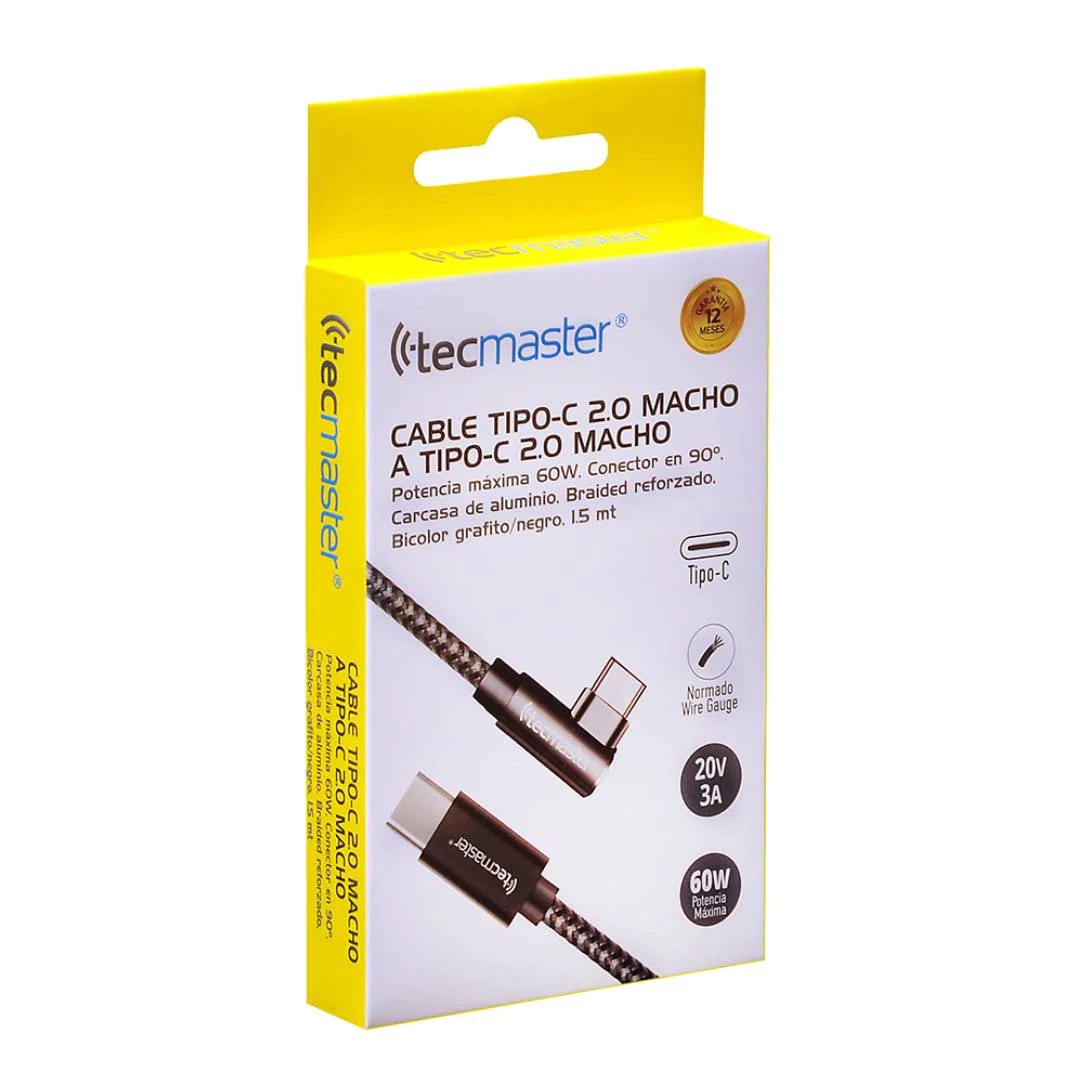 Cable Tipo-C A Tipo-C Usb 2.0 60W 3A 90° 1.5 Metros Tm-2005442