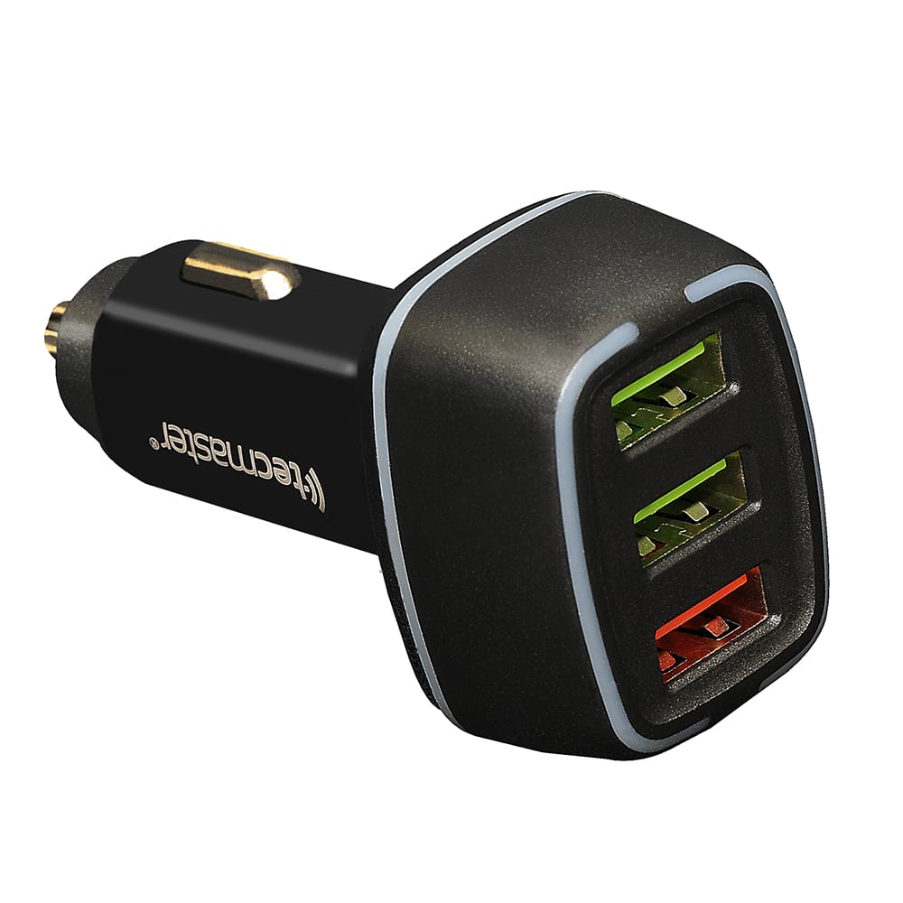 CARGADOR DE AUTO  TECMASTER 1 PUERTO QC 3.0 2 PUERTOS 2.4A 30W TOTAL TM-200549 0