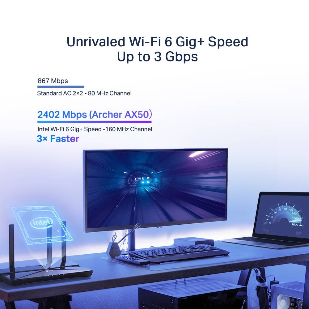 ROUTER TPLINK ARCHER AX50 AX 3000 GIGABIT WIFI 6 DUAL BAND BAJA LATENCIA3