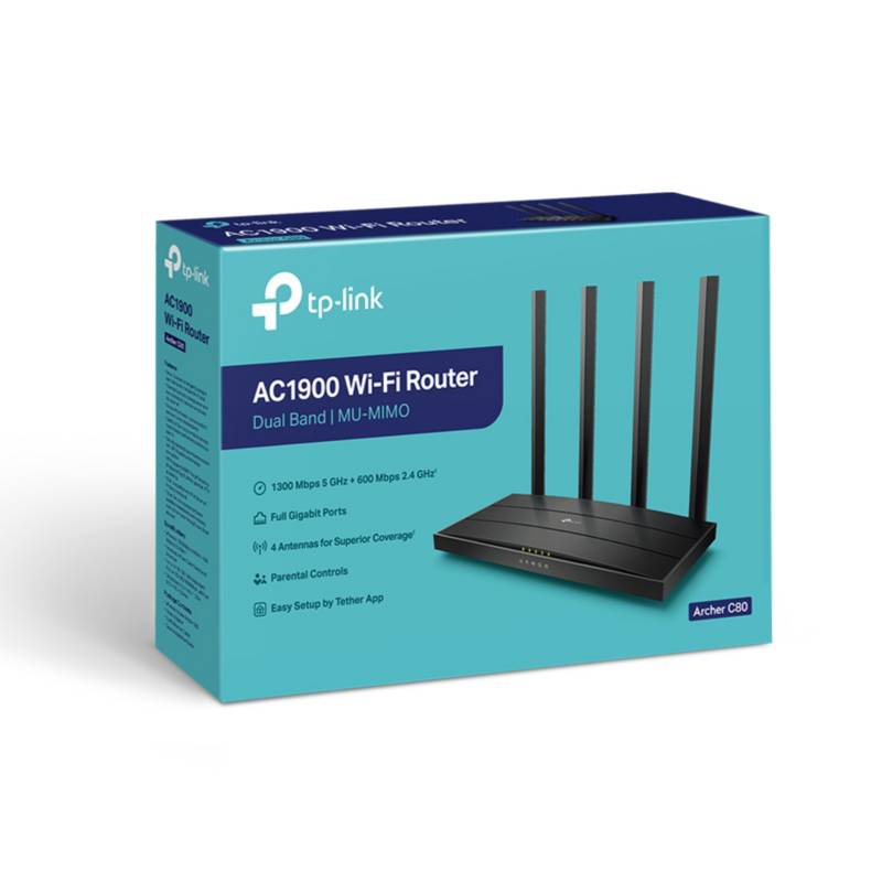 ROUTER INALÁMBRICO TP-LINK ARCHER C80 AC1900 DOBLE BANDA MU-MIMO3