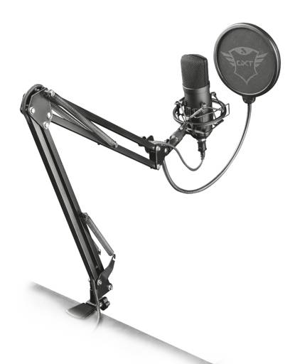 MICRÓFONO PARA STREAMING TRUST EMITA PLUS BRAZO FLEXIBLE FILTRO ANTIPOP SHOCK MOUNT GXT252 0