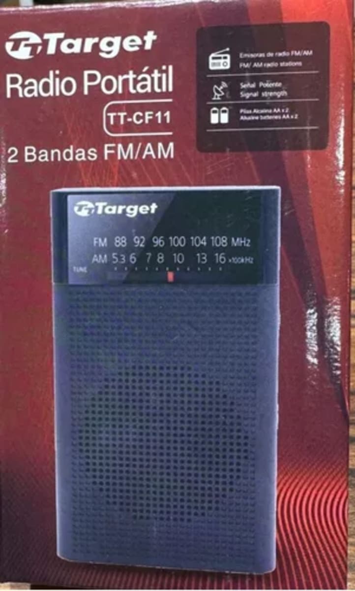 RADIO PORTÁTIL TARGET 2 BANDAS AM/FM DC 3V AAx2 TT-CF113
