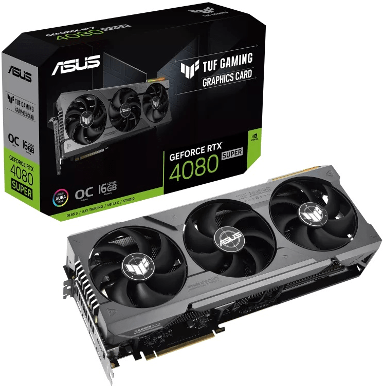 TARJETA DE VIDEO ASUS TUF GAMING NVIDIA GEFORCE RXT 4080S 016G 16GB GDRR6X 3xDP 2xHDMI ATX PCI-e 4.0 0