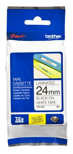 Cinta Laminada Brother Texto Negro Sobre Fondo Blanco Tze-251 0
