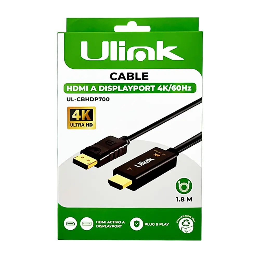 Cable Display port a Hdmi Ulink Uhd 4k/60hz 1.8 Metros2