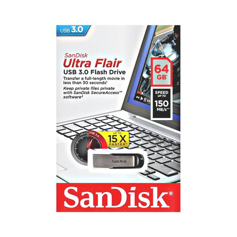 PENDRIVE SANDISK ULTRA FLAIR METÁLICO 64GB 0