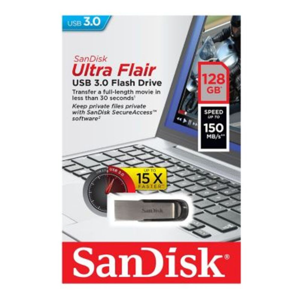 PENDRIVE SANDISK ULTRA FLAIR 128GB USB 3.0 METÁLICO 0