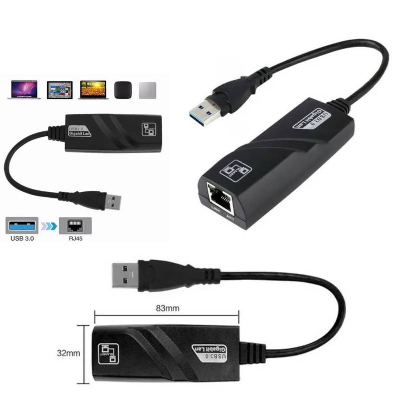 Adapatador Usb 3.0 A Lan Rj-45 10/100/100mbps Negro2
