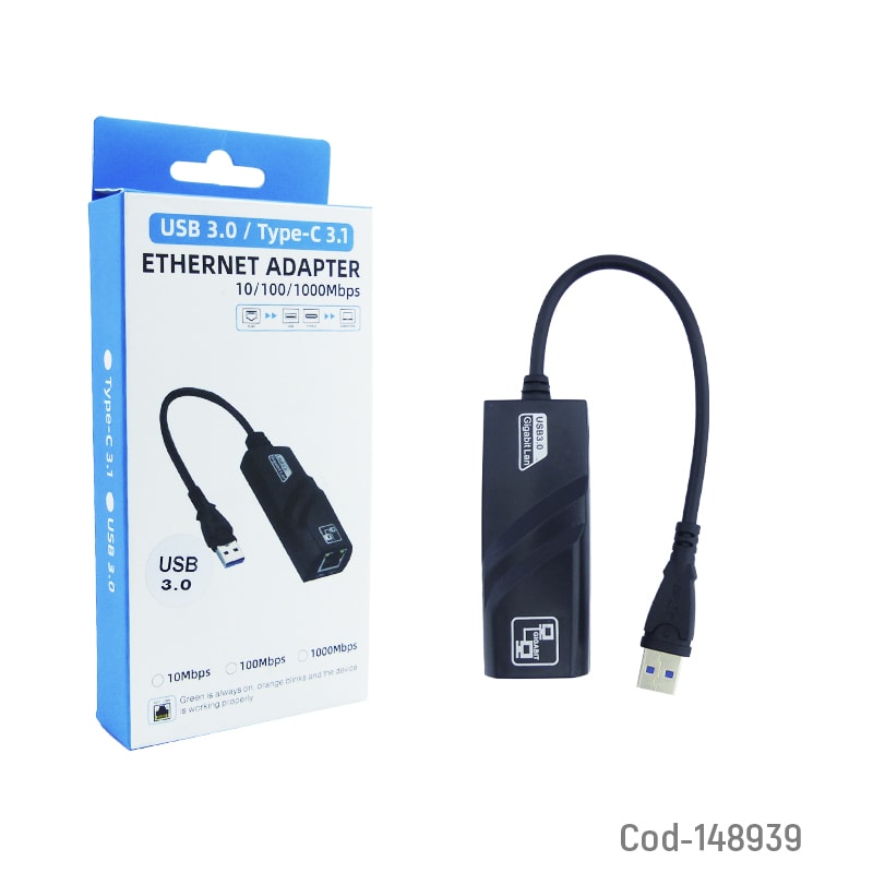 CABLE ADAPTADOR USB 3.0 A LAN ETHERNET RJ-45 COD.1489392