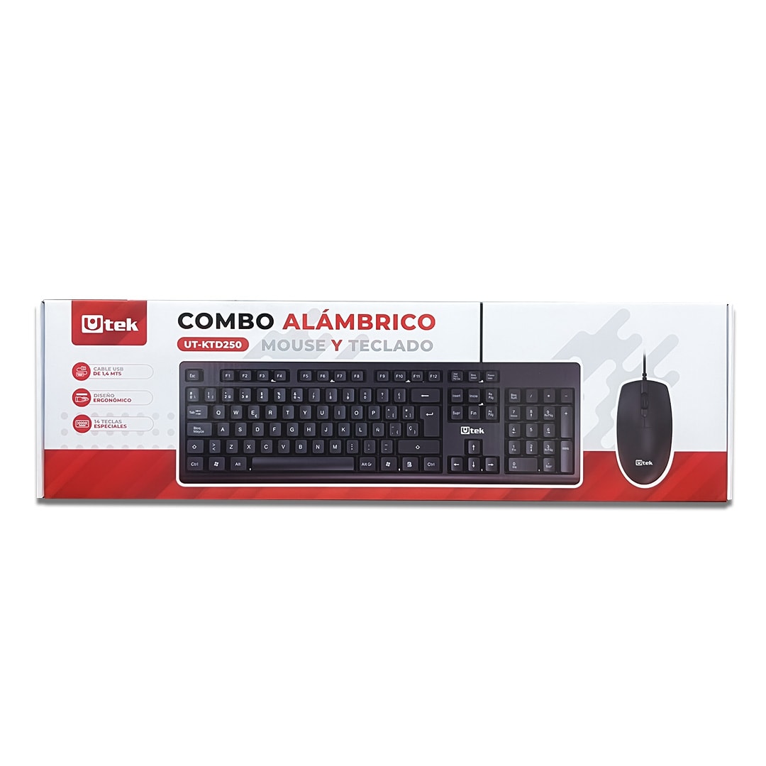 Kit De Teclado Y Mouse Utek Con Cable 1200Dpi 1.4 Metros Ut-Ktd2503