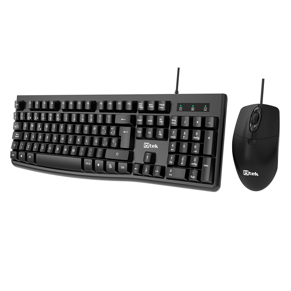 Kit Teclado Y Mouse Alámbrico Utek 1000Dpi 1.45 Metros Cable Ut-Ktd3205