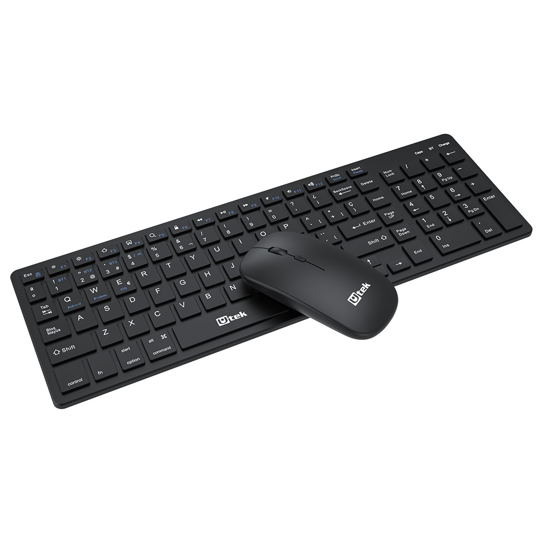 Kit Teclado Y Mouse Inalámbrico + Bluetooth Utek Recargable Ut-Ktd605Bw4