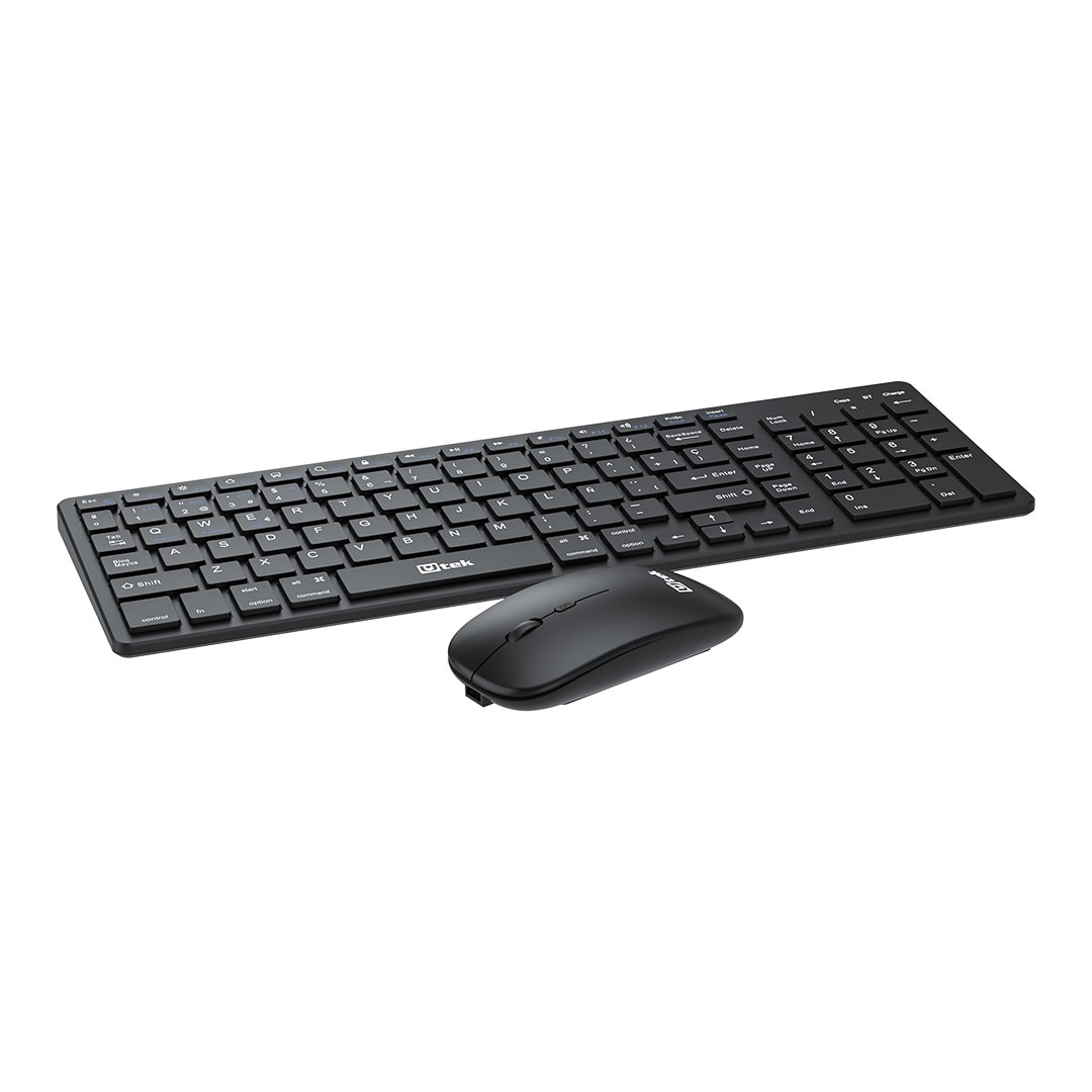 Kit Teclado Y Mouse Inalámbrico + Bluetooth Utek Recargable Ut-Ktd605Bw3