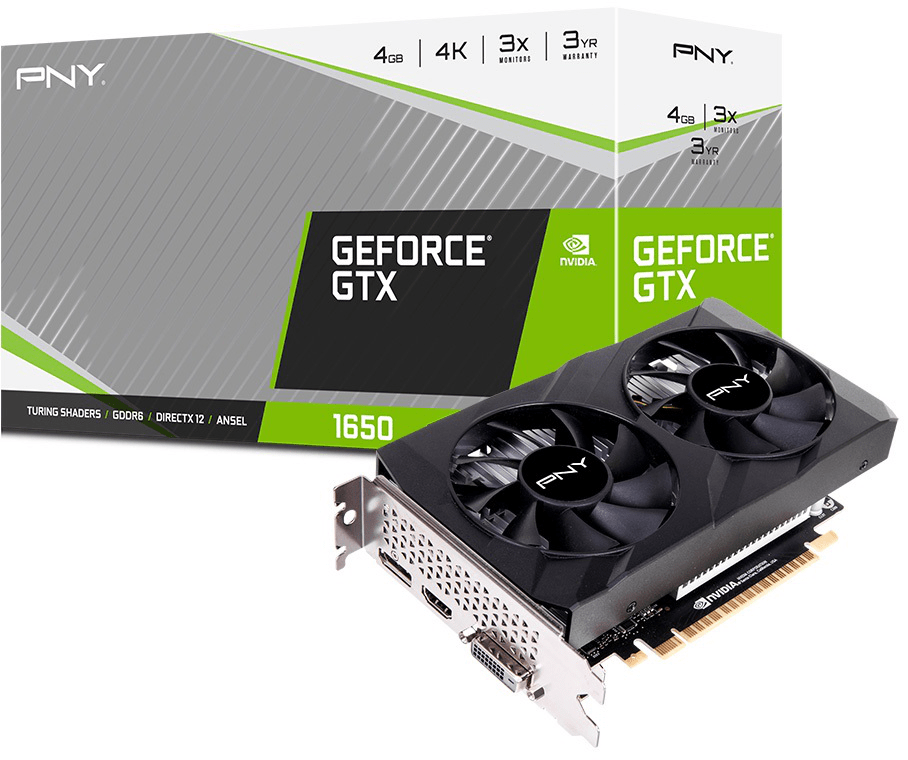 TARJETA DE VIDEO PNY NVIDIA GEFORCE GTX 1650 4GB GDDR6 PCI-e 3.0 x16 DP DVI-D HDMI ATX 2xFAN 0