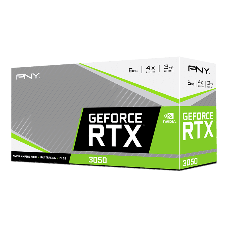 TARJETA DE VIDEO PNY NVIDIA GEFORCE RTX 3050 VERTO DUAL FAN 6GB GDDR6 DP DVI HDMI PCI-e ATX2