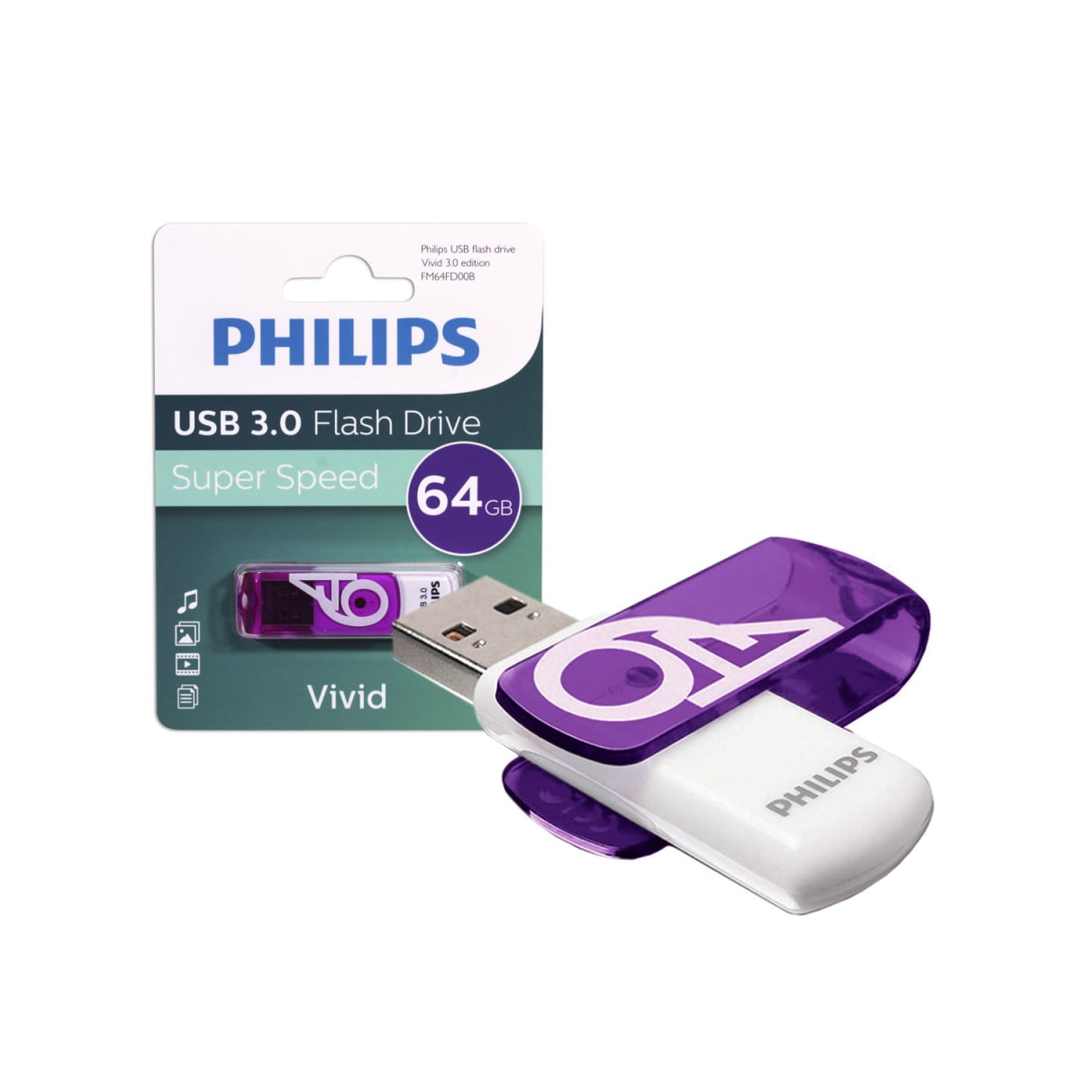 PENDRIVE PHILIPS VIVID USB 3.0 64GB 0