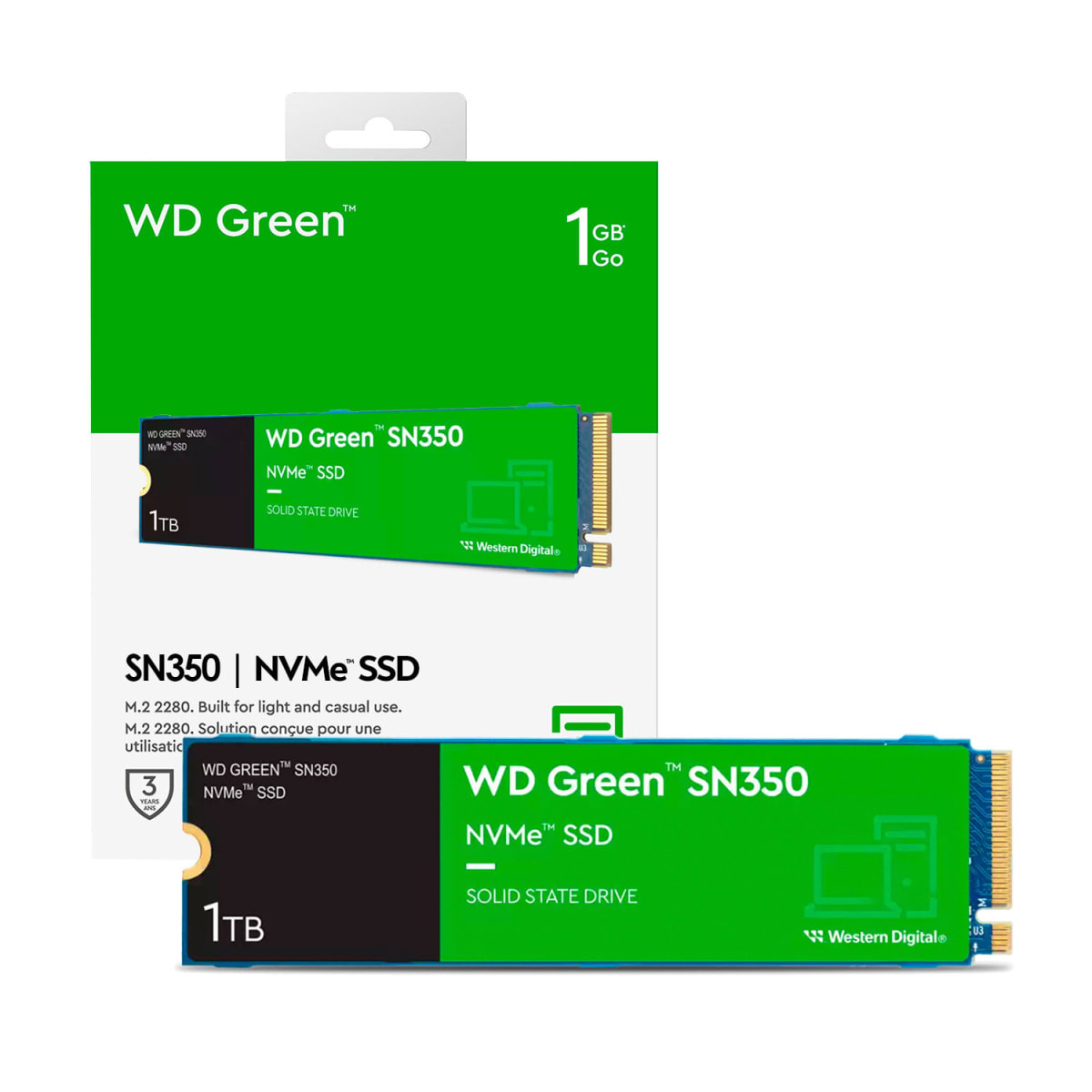 UNIDAD SSD WESTERN DIGITAL NVME M.2 SN350 1TB 22*80 LE2400MB/s Es1850MB/s WDS100T2G0C2
