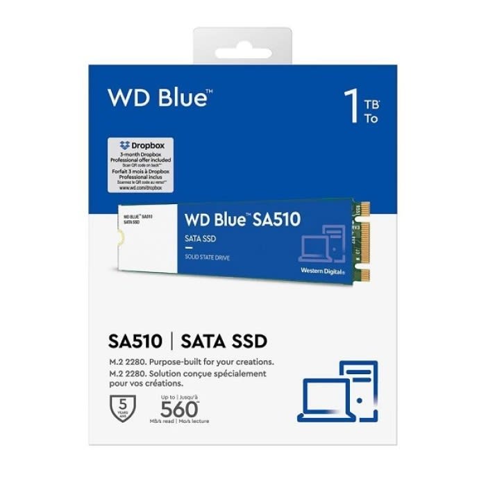 UNIDAD SSD WESTERN DIGITAL BLUE SN510 1TB M.2 2280 SATA III 3D LEC 560MB/S ESC 520MB/S 0