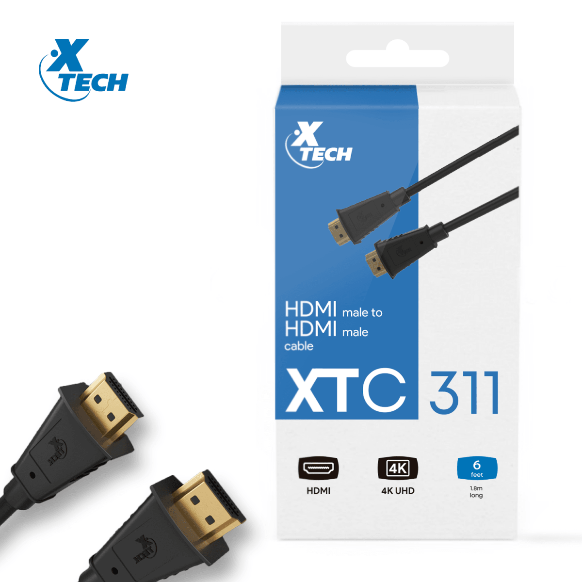 CABLE HDMI XTECH 1.8 METROS XTC-311 RESOLUCION 3840X2160P3
