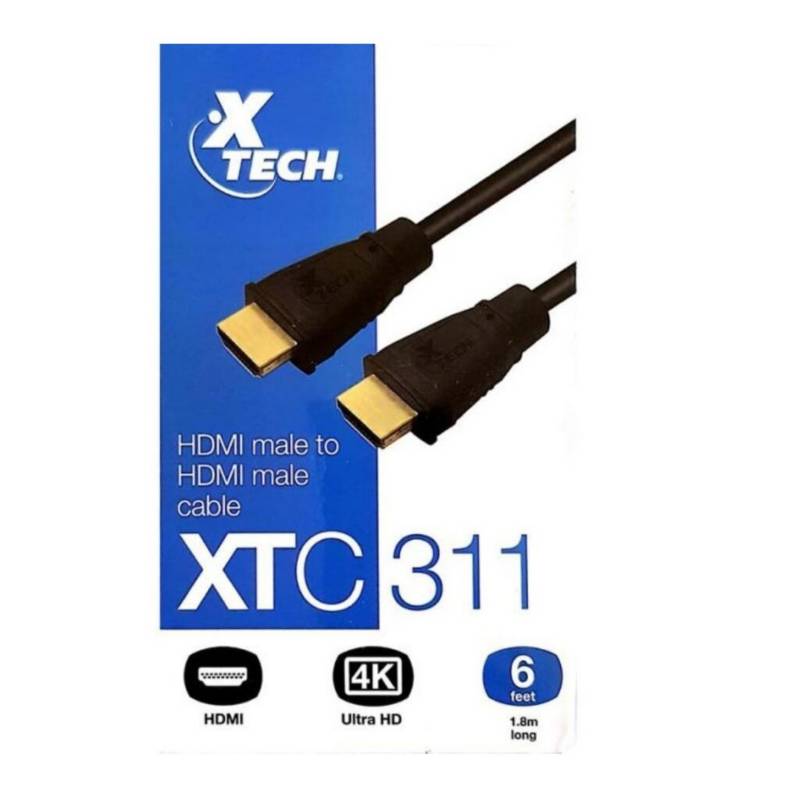 CABLE HDMI XTECH 1.8 METROS XTC-311 RESOLUCION 3840X2160P2