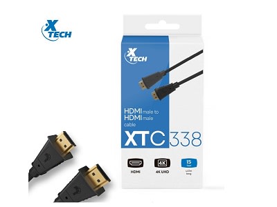 CABLE XTECH CON CONECTOR HDMI MACHO A HDMI MACHO CONTACTOS ENCHAPADOS EN ORO HASTA 3840X2160P2
