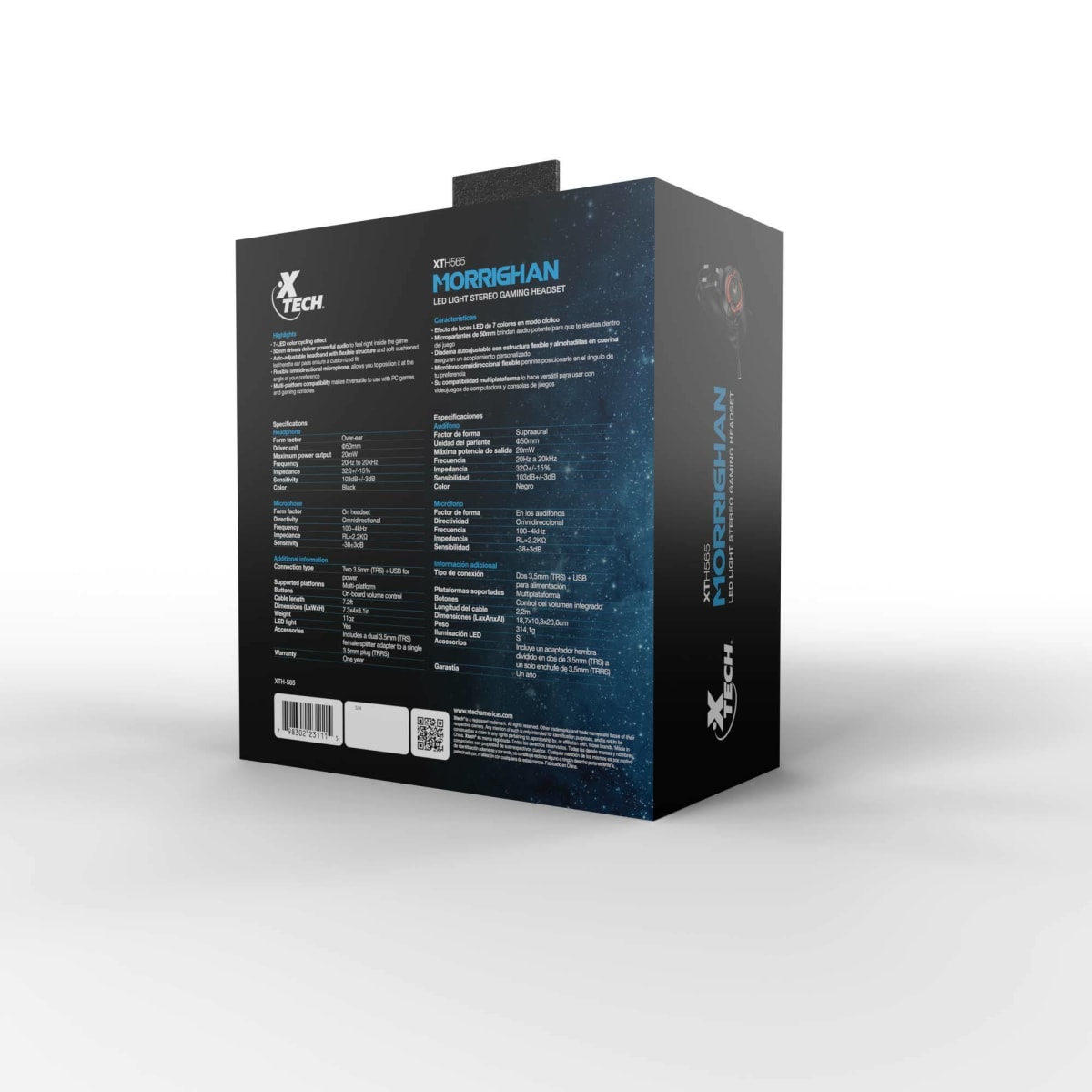 AUDIFONOS GAMER XTECH MORRIGHAN JACK 3.5MM LED 7 COLORES XTH-5654