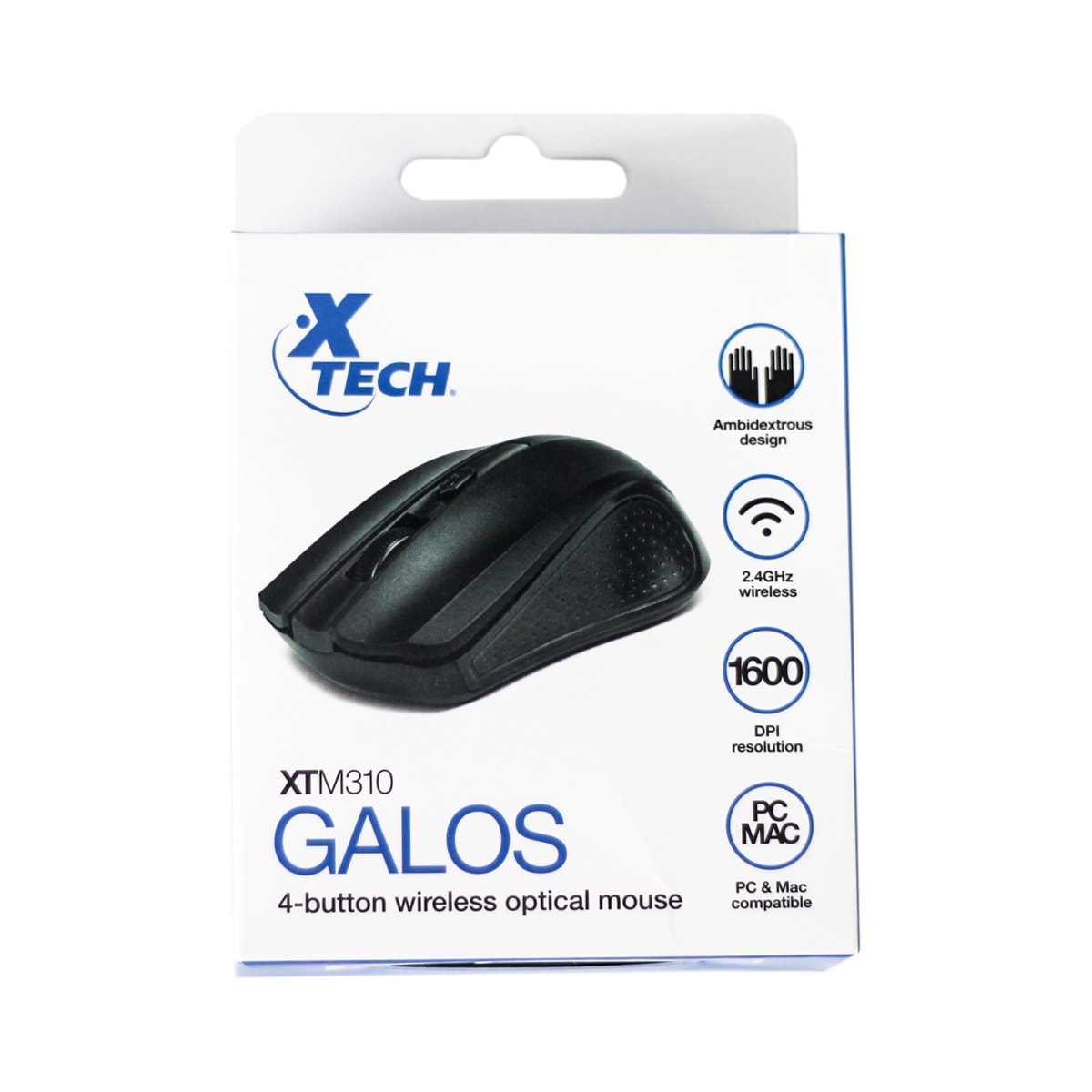 MOUSE INALÁMBRICO XTECH 1600 DPI 4 BOTONES XTM-310BK2