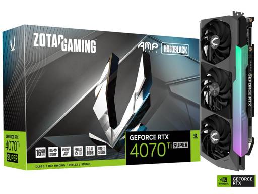 TARJETA DE VIDEO ZOTAC GAMING NVIDIA GEFORCE RTX 4070 TI SUPER AMP HOLO 16GB GDDR6X 256-BIT 0