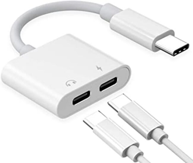 Adaptador Dual Tipo C A Audio Tipo C Y Carga blanco
