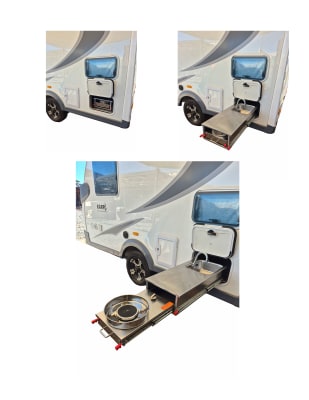 Cocina con rieles telescópicos con lavaplato para camper, casas rodantes, carros arrastre, vehículos