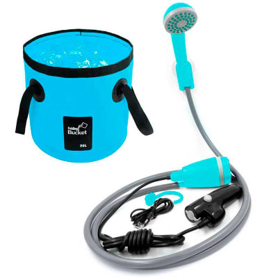Ducha portátil, recargable USB de 12 V con balde plegable 20 L