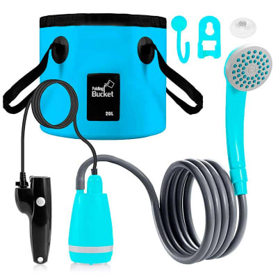 Ducha portátil, recargable USB de 12 V con balde plegable 20 L