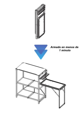 Mesa Plegable con tabla de corte y alacena