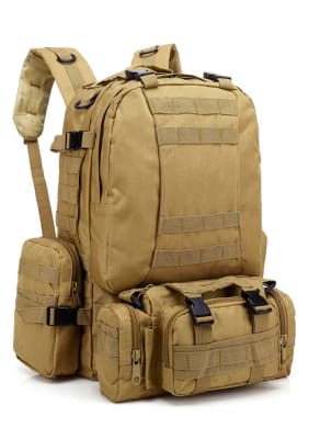 Mochila táctica 65 litros desmontable con 2 pouch y Banano
